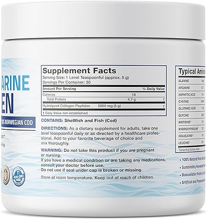 Bronson Marine Collagen Peptides Hydrolyzed Protein Powder