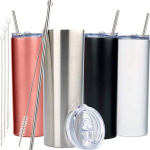 image018.jpg Skinny Travel Mug - 20oz Stainless Steel Double Wall Insulated Tumblers with Lids and Straws