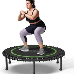 image032.jpg BCAN 40/48" Foldable Mini Trampoline Max Load 330lbs/440lbs, Fitness Rebounder with Adjustable Foam Handle, Exercise Trampoline for Adults Indoor/Garden Workout