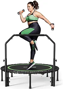 image033.png BCAN 450/550 LBS Foldable Mini Trampoline, 40"/48"/50" Fitness Trampoline with Bungees, Adjustable Foam Handle, Stable & Quiet Exercise Rebounder, Indoor Garden Workout