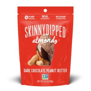SKINNYDIPPED Dark Chocolate Peanut Butter Covered Almonds, 3.5 Ounce Resealable Bag