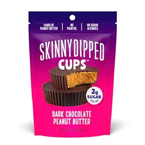 SkinnyDipped Dark Chocolate Peanut Butter Cups, 2g Sugar per Cup, Keto Friendly, No Palm Oil, Gluten Free