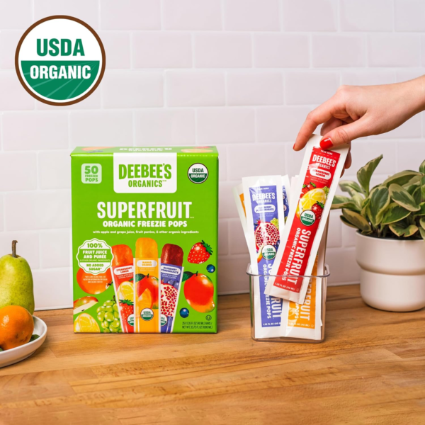DeeBee's Organics Classic Super Fruit Freezie Pops, No Added Sugars, No Artificial Flavors or Colors