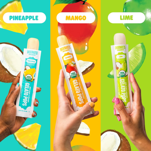 DeeBee's Organics Non-Dairy Gelato Pops, Creamy Freezer Pops made with Coconut Milk, No Refined Sugar, No Artificial Flavors or Colors
