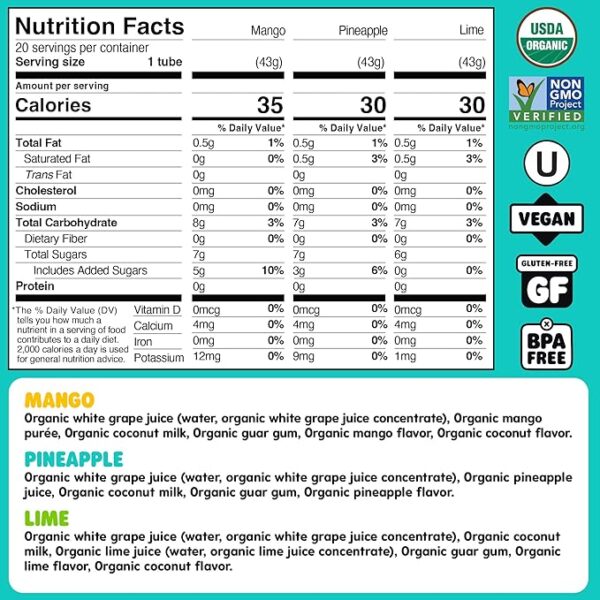 DeeBee's Organics Non-Dairy Gelato Pops, Creamy Freezer Pops made with Coconut Milk, No Refined Sugar, No Artificial Flavors or Colors