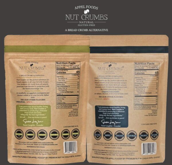 Appel Foods - Nut Crumbs - Bread Crumb Alternative, Gluten Free - Sugar Free - Low Carb - Low Sodium - Raw, Premium Nuts