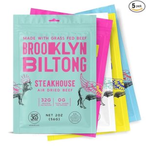 Brooklyn Biltong Beef Jerky Snack - Grass Fed, Whole30, Zero Sugar, Paleo Friendly with No Artificial Ingredients, No Sugar Everyday Snack