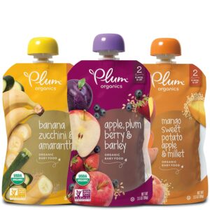 Plum Organics Baby Food Pouch Stage 2 Fruit, Veggie and Grain Variety Pack 3.5 Ounce Pouch