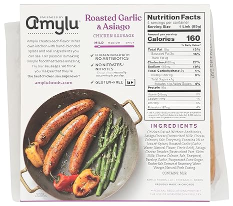 AmyLu Roasted Garlic Asiago Chicken Sausage
