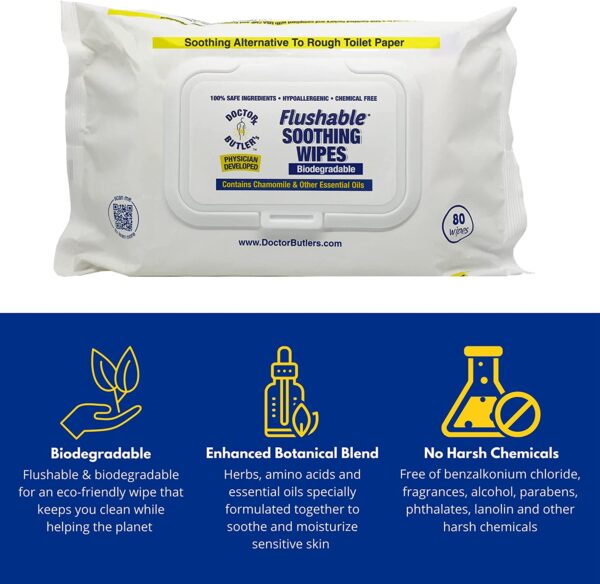 Doctor Butler’s, All Natural, Flushable Wipes