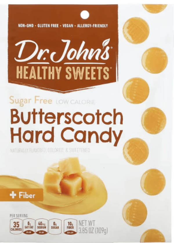 Dr. John's Healthy Sweets, Butterscotch Hard Candy, + Fiber, Sugar Free, 3.85 oz (109 g)