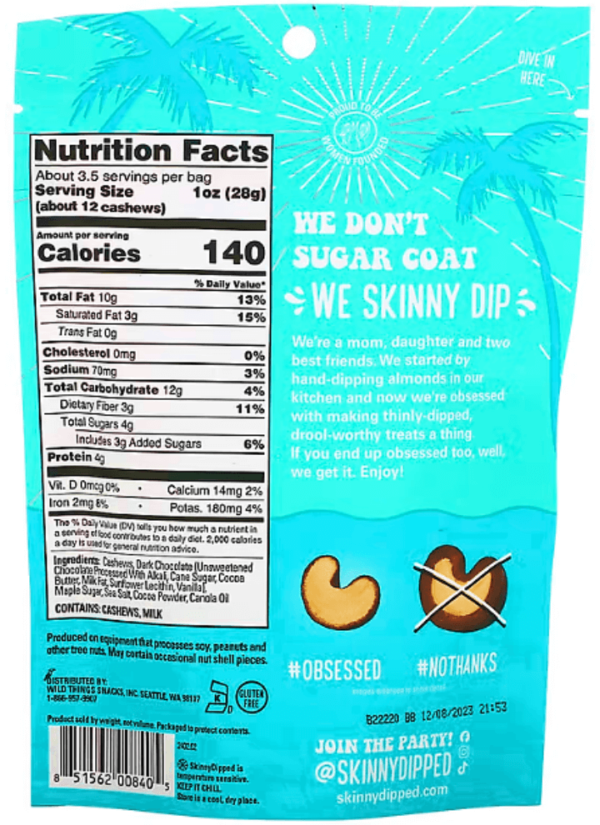 SkinnyDipped, Skinny Dipped Cashews, Dark Chocolate Cocoa, 3.5 oz (99 g)