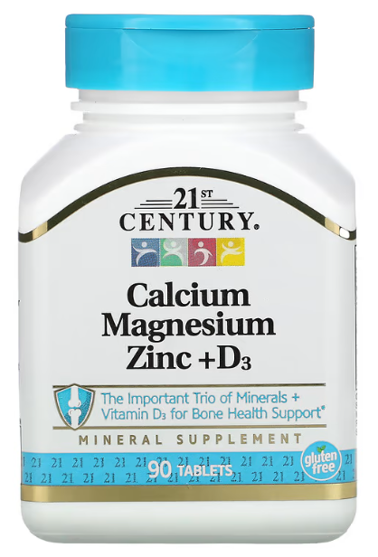 21st Century, Calcium Magnesium Zinc + D3, 90 Tablets