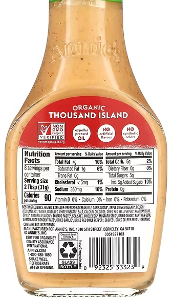 Annie's Homegrown, Thousand Island Dressing, 8 fl oz