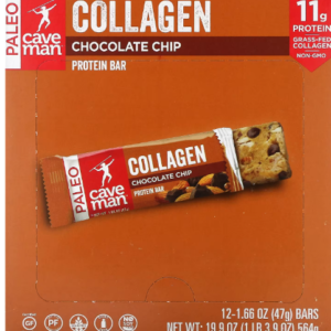 image529 Caveman Foods, Collagen Protein Bar, Chocolate Chip, 12 Bars, 1.66 oz each